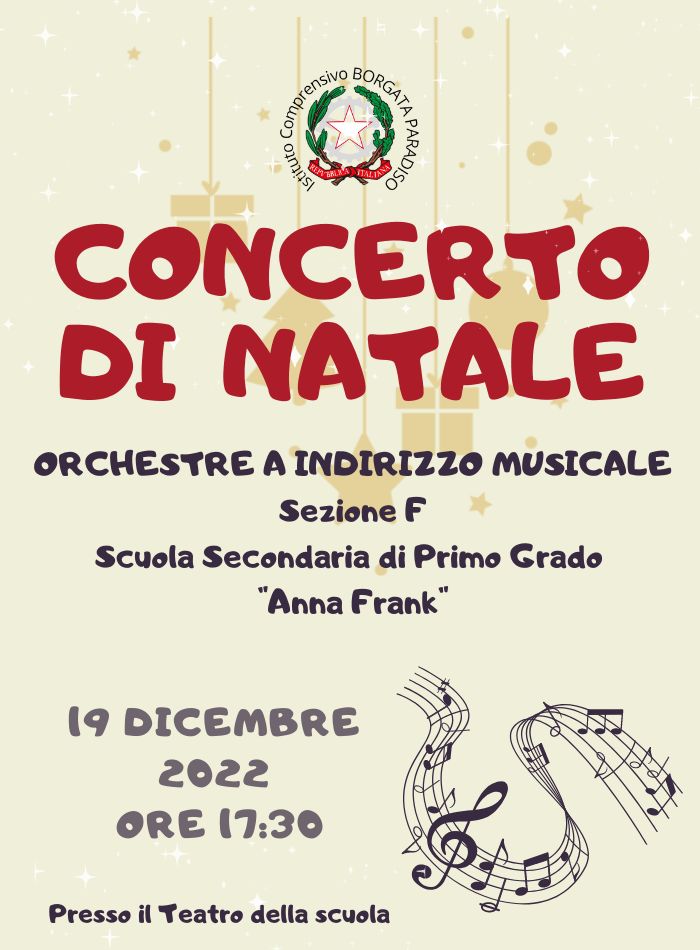 Concerto di Natale delle classi a Indirizzo Musicale – Scuola Secondaria “A.Frank””